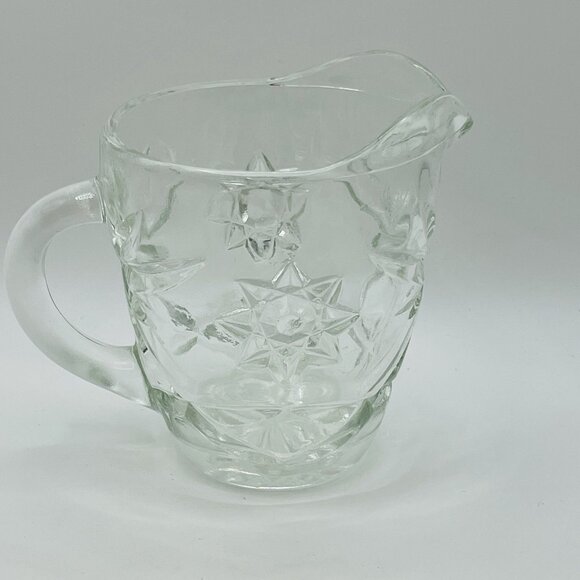 Clear Starburst Anchor Hocking Glass Cream Pitcher Vintage 1960's - Picture 3 of 7